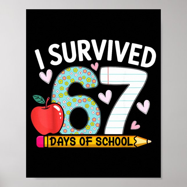 Poster I Survived 67 Days Of School Funny Student Style  (Devant)