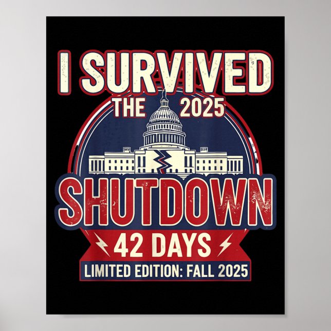 Poster I Survived The 2025 Shutdown Funny Litical Quote  (Devant)