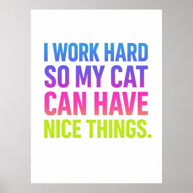 Poster I Work Hard For My Cat (Devant)