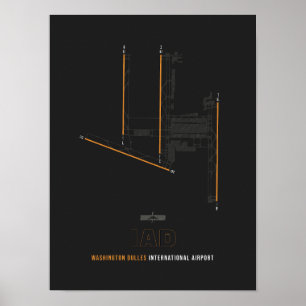 Poster IAD - Washington Dulles Airport Runway Diagram Art