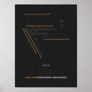 Poster IAH - Houston Airport Runway Diagram Art