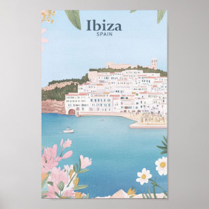 Poster Ibiza Espagne Gouache Illustration Voyage