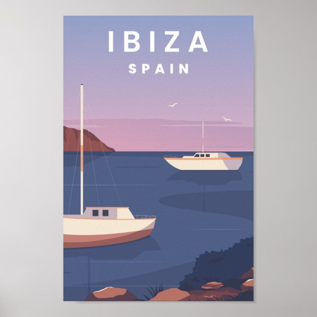 Poster Ibiza Espagne Illustration d'un lieu de voyage cél (Devant)