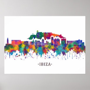 Poster Ibiza Espagne Skyline