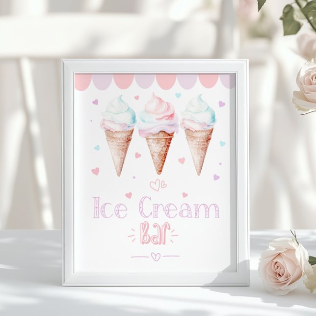 Poster Ice cream Bar Pastel birthday party (Créateur téléchargé)
