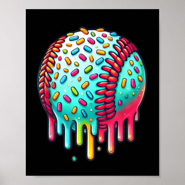 Poster Ice Cream Drip Baseball Stuff Baseball Driff Pour  (Devant)