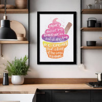 Ice Cream Happiness Aquarelle Typographie