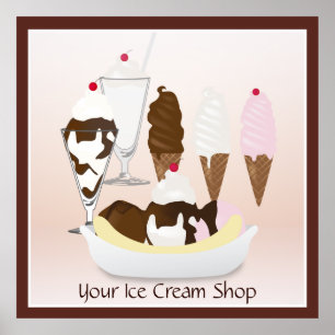 Poster Ice Cream Shop Gros signe