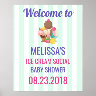 Poster Ice Cream Social Baby shower Event