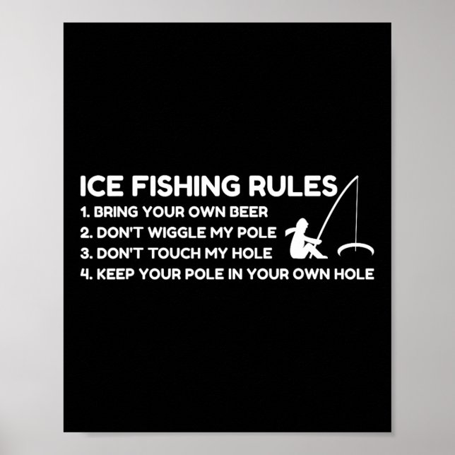 Poster Ice Fishing Rules Funny  (Devant)