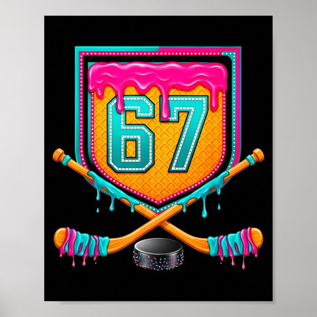Poster Ice Hockey Drip Number 67 Ice Hockey Player  (Devant)