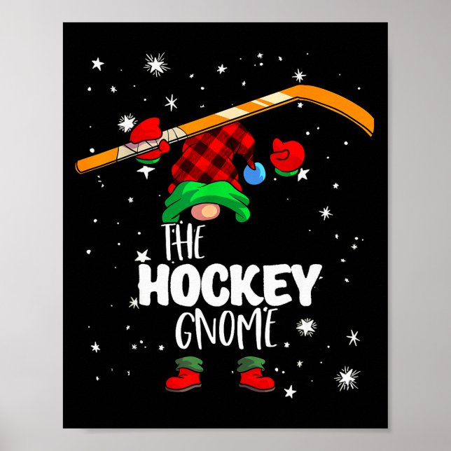 Poster Ice Hockey Gnome Red Buffalo Plaid Matching Family (Devant)