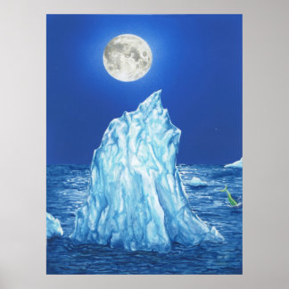 Poster Iceberg des neiges sous la Pleine lune