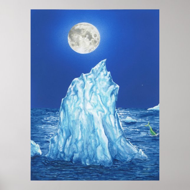 Poster Iceberg des neiges sous la Pleine lune (Devant)