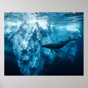 Poster Iceberg sous-marin et une baleine à bosse