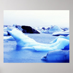 Poster Icebergs à la lagune de Jokulsarlon