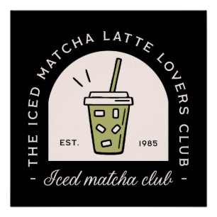 Poster Iced matcha latte amoureux club filles esthétique