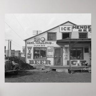 Poster Icehouse and Roadside Store, 1937. Photo vintage