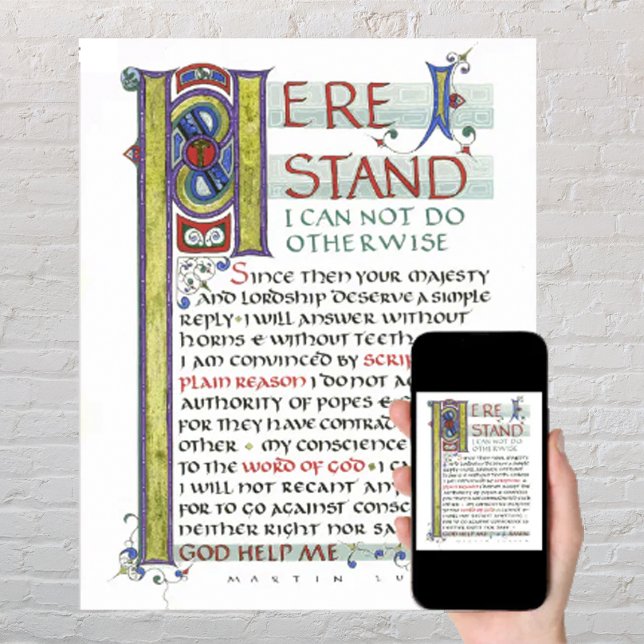 POSTER ICI, JE ME TROUVE QUE DIEU M'AIDE MARTIN LUTHER CI (Créateur téléchargé)