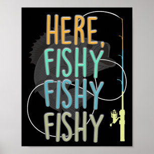 Poster Ici Pêcheur Pêcheur Pêcheur Rod Pêche Poisson Sayi