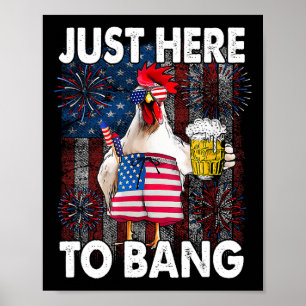 Poster Ici Pour Bang Poulet 4 juillet Nous Drapeau Frappe