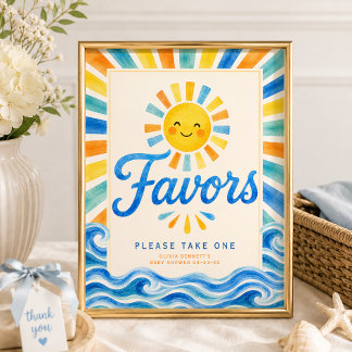 Poster Ici vient le fils Favors Signe Cadeau de Baby Show