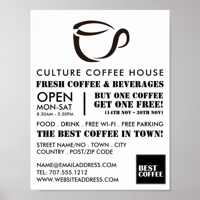 Poster Icône café, Barista, Café, Café, Café (Devant)