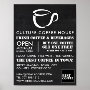 Poster Icône Chalkboard Mug, Barista, Café, Café