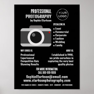 Poster Icône de caméra, photographe, location de photogra