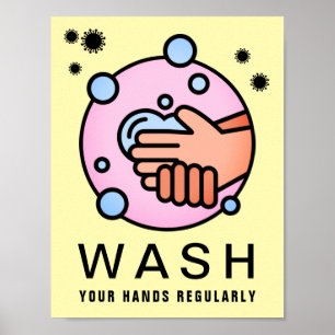 Poster Icône de lavage des mains contre le virus