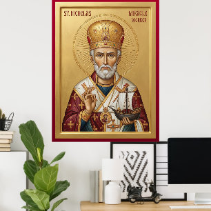 Poster icône orthodoxe de saint Nicolas