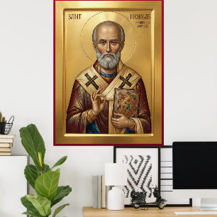 Poster icône orthodoxe de saint Nicolas