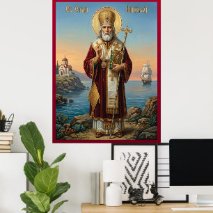 Poster icône orthodoxe de saint Nicolas