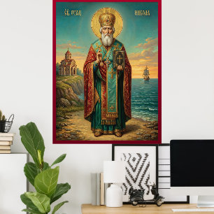 Poster icône orthodoxe de saint Nicolas
