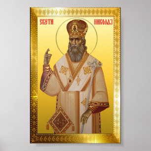 Poster icône orthodoxe de Saint Nicolas serbe