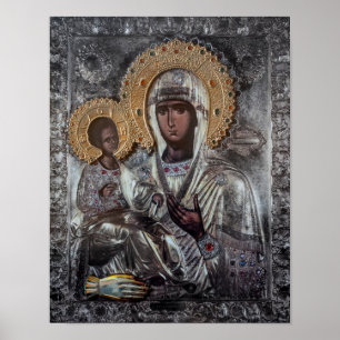 Poster Icône religieuse de la Vierge Marie à trois mains