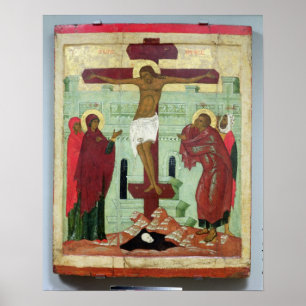Poster Icône représentant la Crucifixion avec la Vierge