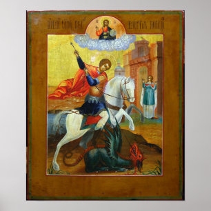 Poster Icône russe de St George et du dragon