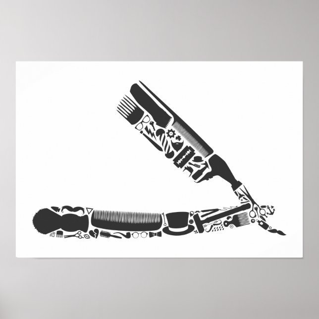 Poster icônes barber razor (Devant)