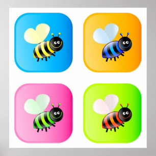 Poster Icônes d'abeilles