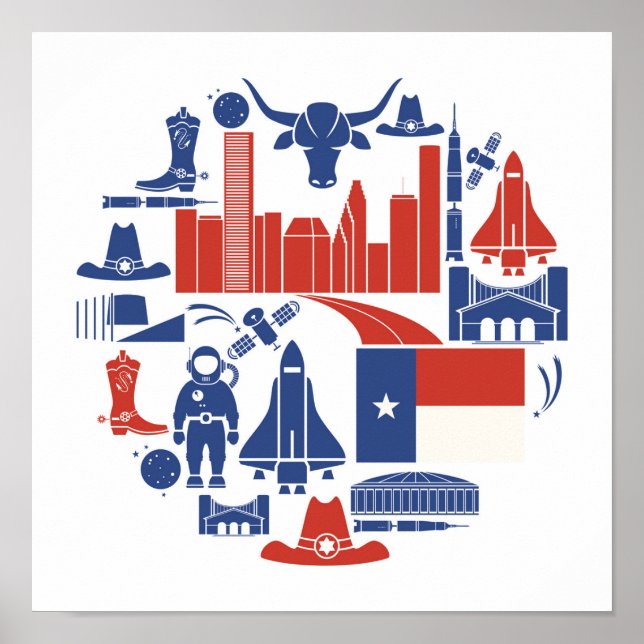 Poster Icônes de Houston Texas (Devant)