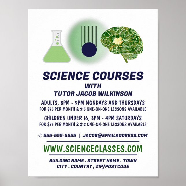 Poster Icônes scientifiques, Cours de sciences Publicité (Devant)
