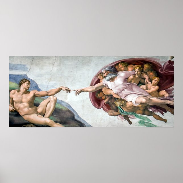 Poster Iconique Michelangelo Création d'Adam (Devant)