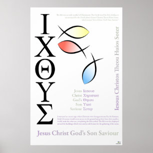 Poster Icthus Poisson Symbole Anglais Orthographe