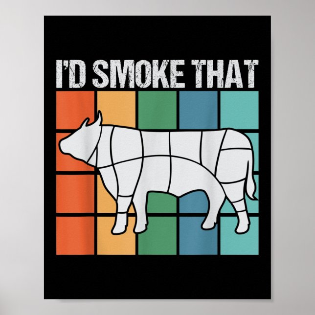 Poster Id Fumée Drôle Barbeque Fumer Grillmaste (Devant)