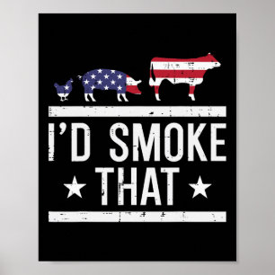 Poster Id Grill That Chicken Pig Cow Us Drapeau Bbq Barbe