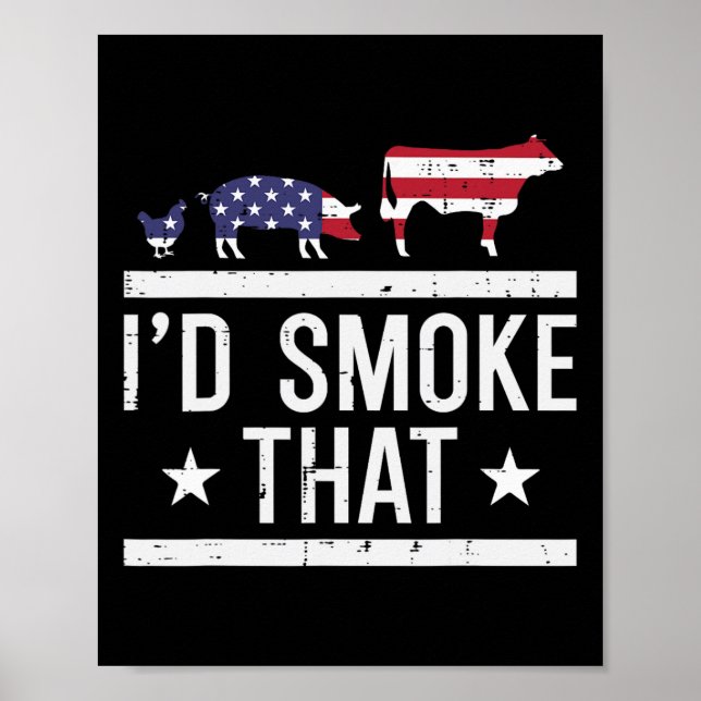 Poster Id Grill That Chicken Pig Cow Us Drapeau Bbq Barbe (Devant)