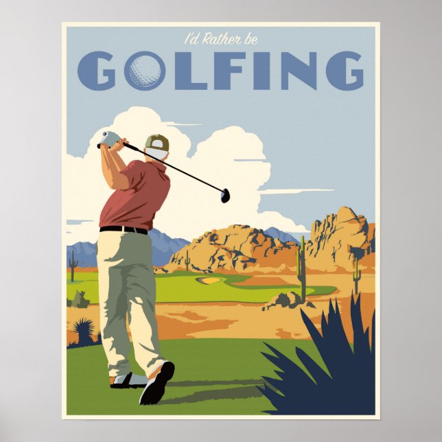Poster I'd rather be golfing (Devant)