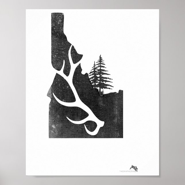 Poster Idaho Elk Hunter With Antler Shed  (Devant)