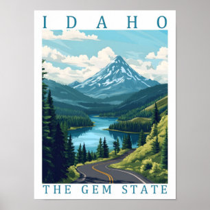 Poster Idaho Gem State USA Travel Place